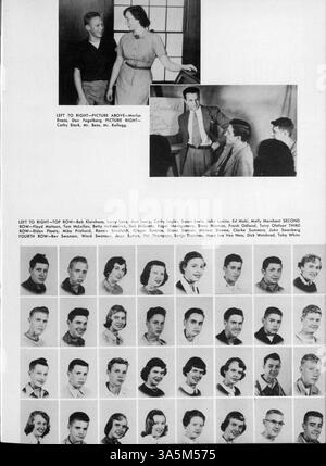 Das Jahrbuch „Bisbila 52“ der University High School dokumentiert das akademische Jahr 1951-1952 und konzentriert sich auf Studenten, Dozenten, Sportteams und außerschulische Aktivitäten. Stockfoto