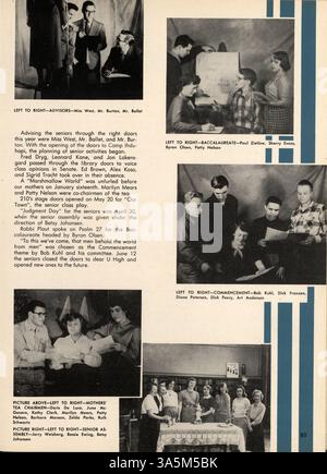 Das Jahrbuch „Bisbila 52“ dokumentiert das akademische Jahr 1951-1952 an der University High mit Studenten, Lehrern, Sport, Clubs, und Schulveranstaltungen aus dem Schuljahr. Stockfoto