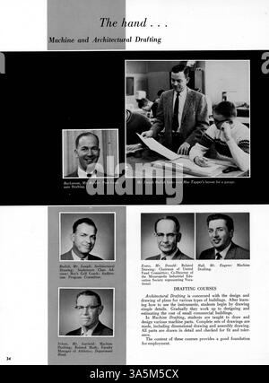 Das Jahrbuch 1963 Tradewind fasst wichtige Aspekte des Schuljahres 1962-1963 zusammen, darunter akademische und sportliche Leistungen der Schüler, Schulvereine und andere bemerkenswerte Veranstaltungen. Sie hebt die Rolle afroamerikanischer Schüler bei der pädagogischen und kulturellen Entwicklung der Schule hervor. Stockfoto