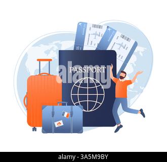 Angabe der Reisezeit für die Landing-Page. 3D-Website-Vorlage. Abbildung des isometrischen Vektors. Reisekonzept. Stock Vektor