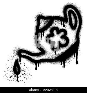 Gießkanne Graffiti mit schwarzer Sprühfarbe. Vektorabbildung. Stock Vektor