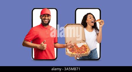 Online-Shopping für Pizzalieferungen über eine Smartphone-App Stockfoto