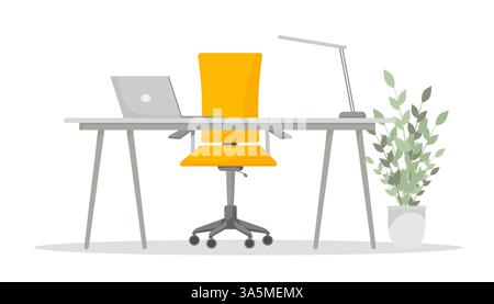 Moderner Bürobereich, großartiges Design für jeden Zweck. Hintergrund-Vektor-Illustration. Flache Zeichentrickvektorillustration. Innenraum. Heim-Arbeitsplatz. O Stock Vektor
