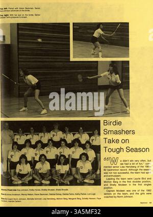 Das Jahrbuch „Sagamore: United We Stand“ aus dem Jahr 1983 bietet einen umfassenden Überblick über die Roosevelt High School und dokumentiert wichtige Leistungen von Studenten, Dozenten und Sportlern aus dem akademischen Jahr 1982-1983. Stockfoto