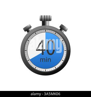 Symbol eines Zeitschalters mit 40 Minuten auf weißem Hintergrund. Vektorabbildung. Stock Vektor