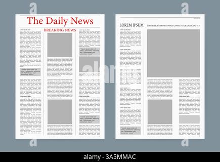 Zeitung, tolles Design für jeden Zweck. Vektorredaktionelles Drucklayout. Zeitungsvorlage. Daily Press Leere Paper Journal Vector Mockup. Stock Vektor