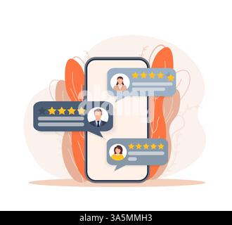 Kundenbewertung, tolles Design für jeden Zweck. Flache Illustration mit Kundenrezension. Vektorabbildung. Stock Vektor
