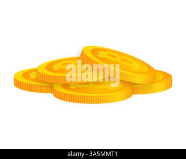 Digitale Bitcoin-Brieftasche. Kryptowährung, Kryptowährung Münze. Bitcoin-Austausch. Stock Vektor