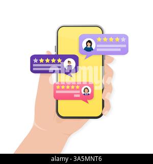 Kundenbewertung, tolles Design für jeden Zweck. Flache Illustration mit Kundenrezension. Vektorabbildung. Stock Vektor