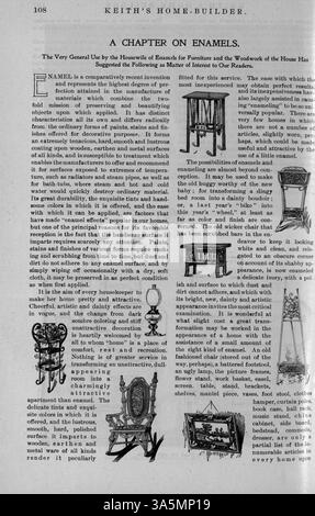 Keith's Home-Builder (1899), herausgegeben von Walter J. Keith, enthält elf Ausgaben zu Grundrissen, Wohnraumgestaltung und Baukosten. Das Magazin bietet Artikel über Wohnbau, Inneneinrichtung und Landschaftsgestaltung sowie Werbung für Wohnmöbel und Baumaterialien. Zu den Themen gehören Pläne für Kirchen und Schulen. Stockfoto