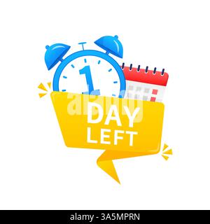 Noch 1 Tage. Timer mit Kalendersymbol auf weißem Hintergrund. Abbildung des Vektormaterials. Stock Vektor