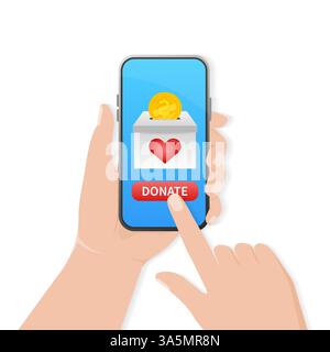 Spenden Sie online, großartiges Design für jeden Zweck. Wohltätigkeitskonzept. Abstraktes grünes Webbanner. Vektorhintergrund. Abstraktes Symbol. Webbanner. Stock Vektor