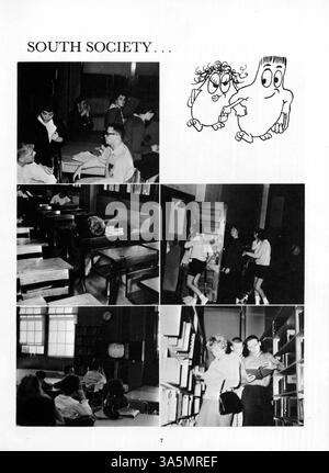 Das South High Yearbook 1963 behandelt Veranstaltungen, Studenten, Dozenten und Leichtathletik mit einem Schwerpunkt auf afroamerikanischer Geschichte und Erfahrungen während des Schuljahres 1962-1963. Stockfoto