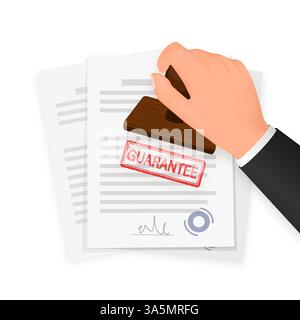 Vintage-Symbol. Garantierter roter Stempel isoliert auf weißem Hintergrund. Symbol für Vektorzertifikat Stock Vektor