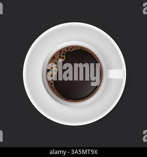 Kaffeegetränk. Tasse Kaffee isoliert auf dunklem Hintergrund. Moderne Kunst. Stock Vektor