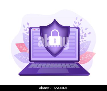 Netzwerksicherheit Virenschutz vpn-Datenschutz. Vektor des Benutzersymbols. Datenschutz. Datensicherheit. Symbol für Konzeptdesign. Isometrischer Vektor. Persönliche Schutzausrüstung Stock Vektor