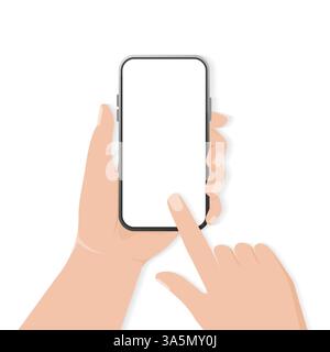 Flaches Symbol mit Smartphone mit Hand für mobile App-Design. Vektorskizze. Gerätesymbol. Smartphone mit Hand, großartiges Design für jeden Zweck. Stock Vektor