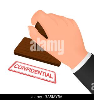 Vertraulicher roter Stempel für Bannerdesign. Isolierter Hintergrund. Schild verboten. Vektordatei. Stock Vektor