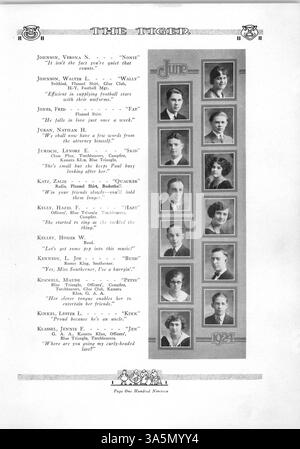 Diese Ausgabe des „Tiger“ Jahrbuchs von der South High School aus dem Jahr 1924 bietet einen historischen Überblick über das Schuljahr 1923-1924, mit sportlichen Wettbewerben, Schulveranstaltungen, Clubs und der Beteiligung afroamerikanischer Schüler an akademischen und außerschulischen Aspekten des Schullebens. Stockfoto