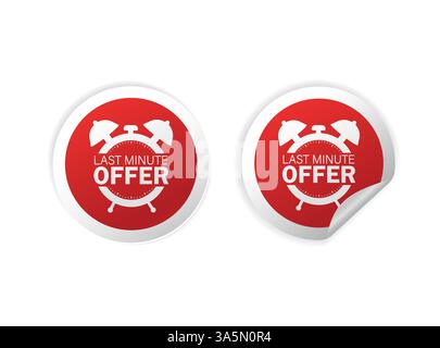 Last-Minute-Angebotsaufkleber auf weißem Hintergrund. Sonderangebot. Letzte Chance. Sale-Bannerabzeichen in flachem Stil. Vorlage für Werbeaktion für Rabattbanner. Stock Vektor