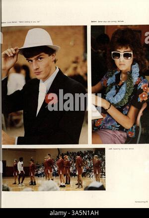 Die Ausgabe 1985 des Richfield High School Jahrbuchs, Aurean 85, zeigt Studentenporträts, Mitglieder der Fakultät, Sport, Clubs und große Schulveranstaltungen aus dem Schuljahr 1984-1985. Stockfoto