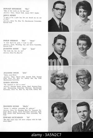 Das Jahrbuch „Wagistanian“ 1963 von der Southwest High School erfasst die wichtigsten Ereignisse und Aktivitäten des Schuljahres 1962-1963, von Leichtathletik über Studentenclubs bis hin zu akademischen Höhepunkten. Stockfoto