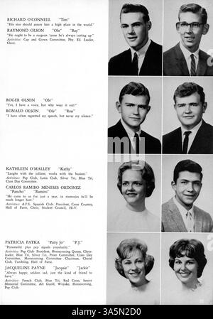 Das Jahrbuch „Wagistanian“ 1963 der Southwest High School fasst die Höhepunkte des akademischen Jahres 1962-1963 zusammen und dokumentiert das Leben der Schüler, die Lehrkräfte, den Sport und außerschulische Aktivitäten. Stockfoto