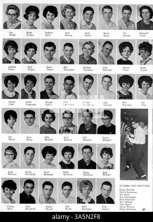 Das Jahrbuch „Wagistanian“ 1963 der Southwest High School erfasst die Schülerschaft, die Leichtathletik, die Fakultät, die Vereine und andere wichtige Momente aus dem Schuljahr 1962-1963. Stockfoto