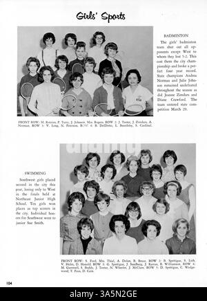 Das Wagistanian Jahrbuch der Southwest High School, 1963, fasst die Höhepunkte des Schülerlebens, einschließlich Leichtathletik, Clubs und Schulveranstaltungen aus dem Schuljahr 1962-1963, ein. Stockfoto