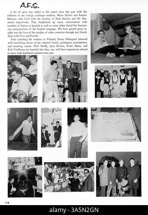 Das Wagistanian Jahrbuch 1963 von der Southwest High School erfasst die Ereignisse des Schuljahres, darunter die Highlights von Schülern und Lehrern, Leichtathletik, Clubs und andere Schulaktivitäten. Stockfoto