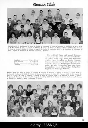 Dieses Wagistanian Jahrbuch von der Southwest High School 1963 fasst die wichtigsten Momente des Schuljahres wie Schüleraktivitäten, Leichtathletik, Vereine und die Beteiligung der Lehrkräfte fest. Stockfoto