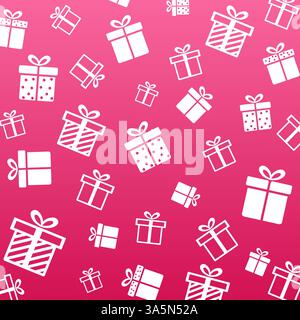 Nahtlose Vektortextur. Flache rote Geburtstagskarte. Flache Vektorkonstruktion. Weihnachtsfeiertage. Hintergrund, Hintergrundbild. Weihnachtsdruck. Stock Vektor