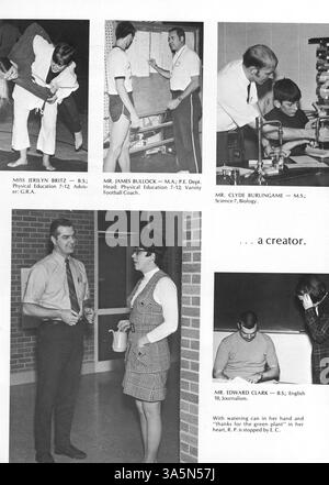 Das Jahrbuch der St. Anthony Village High School 1970 beleuchtet die Schüler, Lehrkräfte, Leichtathletik, Vereine und Veranstaltungen, die das akademische Jahr 1969-1970 an der St. Anthony Village High School prägten. Stockfoto