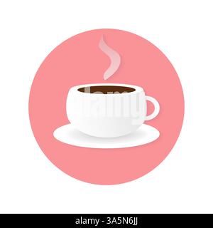 Kaffeetassen-Symbol auf Punkhintergrund isoliert. Illustration der Vektorabwicklung. Stock Vektor