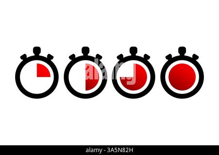 Timer-Symbole. Stoppuhrsymbole. Flache Symbole auf weißem Hintergrund. Vektorabbildung. Stock Vektor