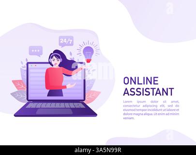 Telefonanbieter. Zeichentrickfigur. Symbol für Support-Service. Online-Support-Callcenter. Kundendienst. Vektorillustration, virtuelles Geschäft Stock Vektor