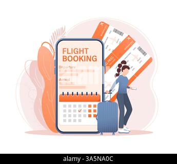 Flyer-Design für Werbedesign. Landingpage für Flugtickets Online-Buchungen. Vektorillustration für flache Designs. Symbol für Reisevektor. Stock Vektor