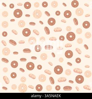 Pinke flache Donuts auf weißem Hintergrund. 3D-Donut-Muster für Druckdesign. Vektorgrafik Stock Vektor