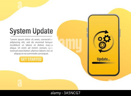 Abbildung mit Update-Smartphone. Vektorgrafik des Smartphones. Computertechnik. Computertechnik. Stock Vektor