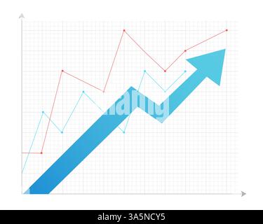 Diagramm steigt. Diagramm, Diagramm Wachstum. Vektordiagramm. Abbildung des Materialvektors. Stock Vektor