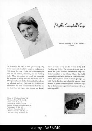 Das Northrop Collegiate Yearbook 1955, Tatler, bietet einen umfassenden Überblick über die Studentenschaft, die Fakultät, die Vereine und die Leichtathletik aus dem akademischen Jahr 1954-1955 am Northrop Collegiate. Stockfoto