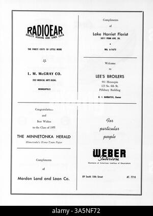 Das Jahrbuch Tatler 1955 der Northrop Collegiate School zeigt die Schüler, Dozenten, Vereine, Leichtathletik und Veranstaltungen aus dem Schuljahr 1954-1955. Stockfoto