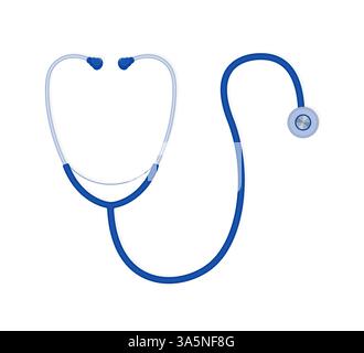 Stethoskop medizinisch, Stethoskop-Ausrüstung, Medizin-Ausrüstung auf blauem Hintergrund. Symbol für das Design Ihrer Website. Vektorabbildung. Stock Vektor