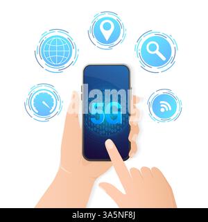 5g-Netzwerktechnologie. Abstraktes Symbol. 3D-Vektor-Hintergrund. Heimnetzwerk. Geschäftskonzept. Abstrakter Hintergrund. Internet-Technologie. Stock Vektor