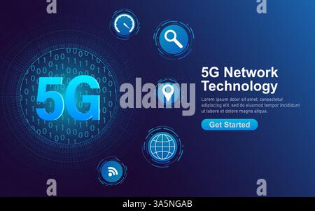 5g-Netzwerktechnologie. Abstraktes Symbol. 3D-Vektor-Hintergrund. Heimnetzwerk. Geschäftskonzept. Abstrakter Hintergrund. Internet-Technologie. Stock Vektor