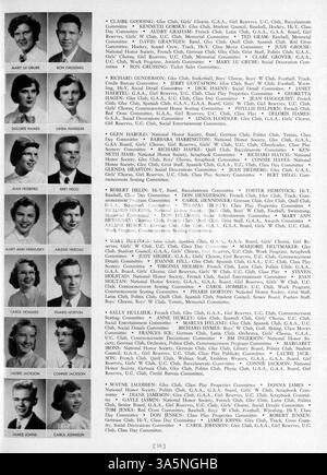 Diese Ausgabe des Washburn Yearbook mit dem Titel „Wahian“ erinnert an das Schuljahr 1951-1952 an der Washburn High School. Es zeigt Porträts von Studenten und Lehrkräften, Berichte über Sportmannschaften, Schulvereine und wichtige Ereignisse des Jahres. Stockfoto