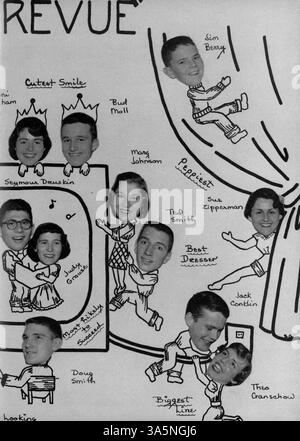 Die Ausgabe 1952 des Washburn Yearbook, „Wahian“, beschreibt das akademische Jahr 1951-1952 mit Porträts, Sportmannschaften, Vereinen und bedeutenden Schulveranstaltungen an der Washburn High School. Stockfoto