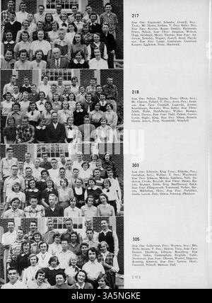 Die Ausgabe 1952 des Washburn Yearbook, „Wahian“, fängt wichtige Momente der Schule aus dem Schuljahr 1951-1952 mit Porträts, sportlichen Veranstaltungen, Clubs und Schulaktivitäten ein. Stockfoto