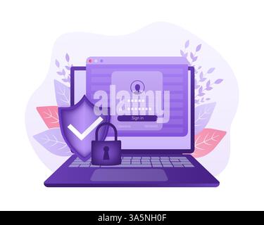 Netzwerksicherheit Virenschutz vpn-Datenschutz. Vektor des Benutzersymbols. Datenschutz. Datensicherheit. Symbol für Konzeptdesign. Isometrischer Vektor. Persönliche Schutzausrüstung Stock Vektor