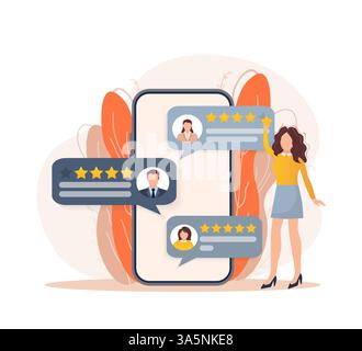 Kundenbewertung, tolles Design für jeden Zweck. Flache Illustration mit Kundenrezension. Vektorabbildung. Stock Vektor